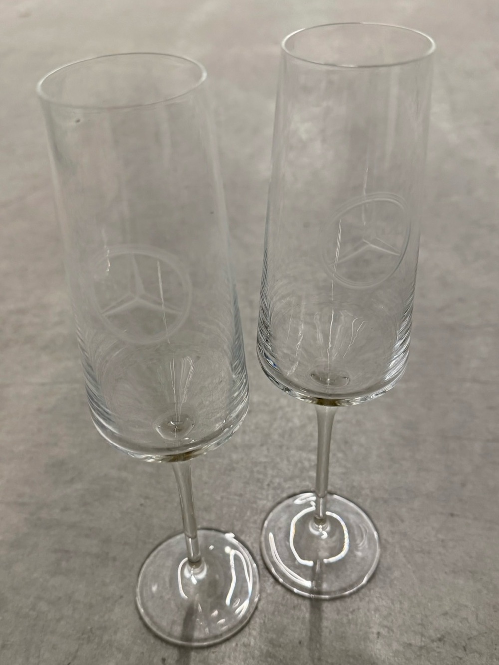 Set of 2 Crystal Mercedes Benz Crystal Champagne Glasses